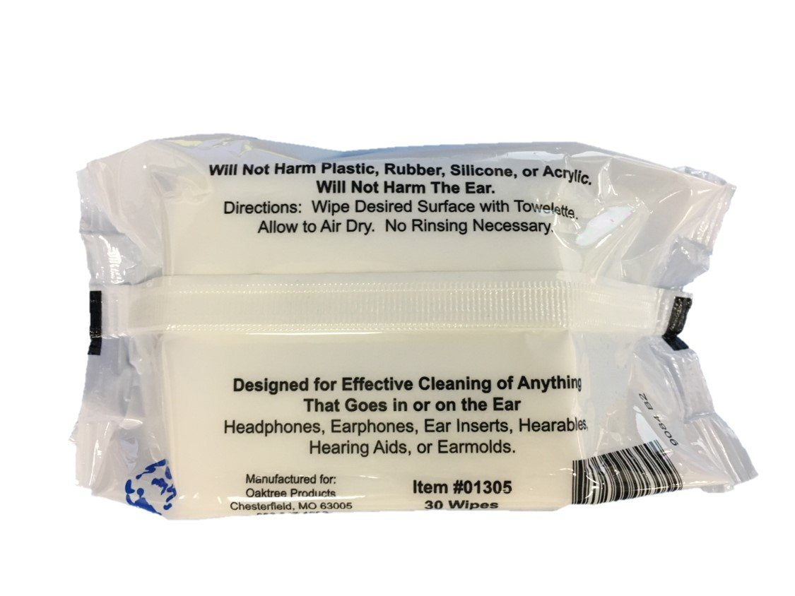 AUDIOLOGIST'S CHOICE Audiowipes four-pack in a travel-friendly pouch for daily devices