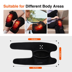 AUDODO user relaxing with the knee brace demonstrates convenient at-home therapy.