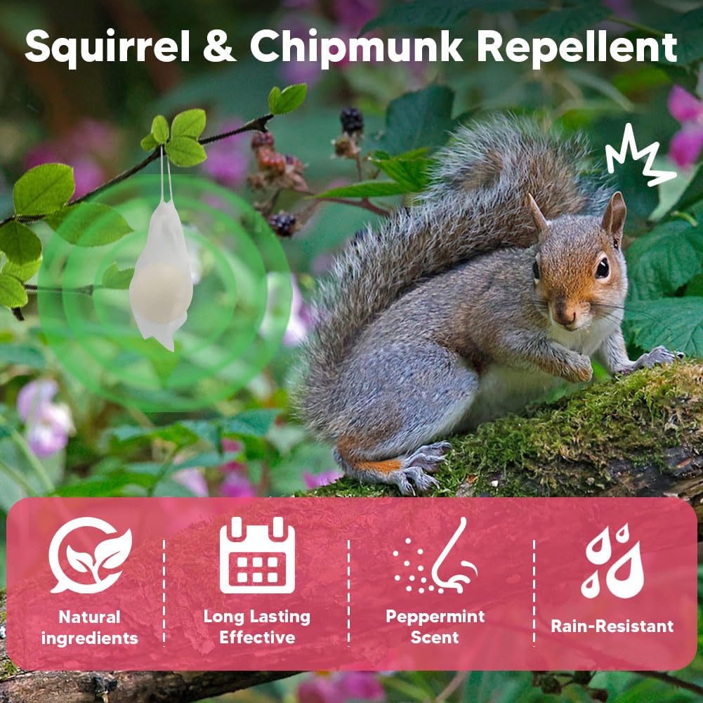 AUDQQM outdoor garden-use deterrent protects flower beds and vegetables from squirrels and chipmunks.