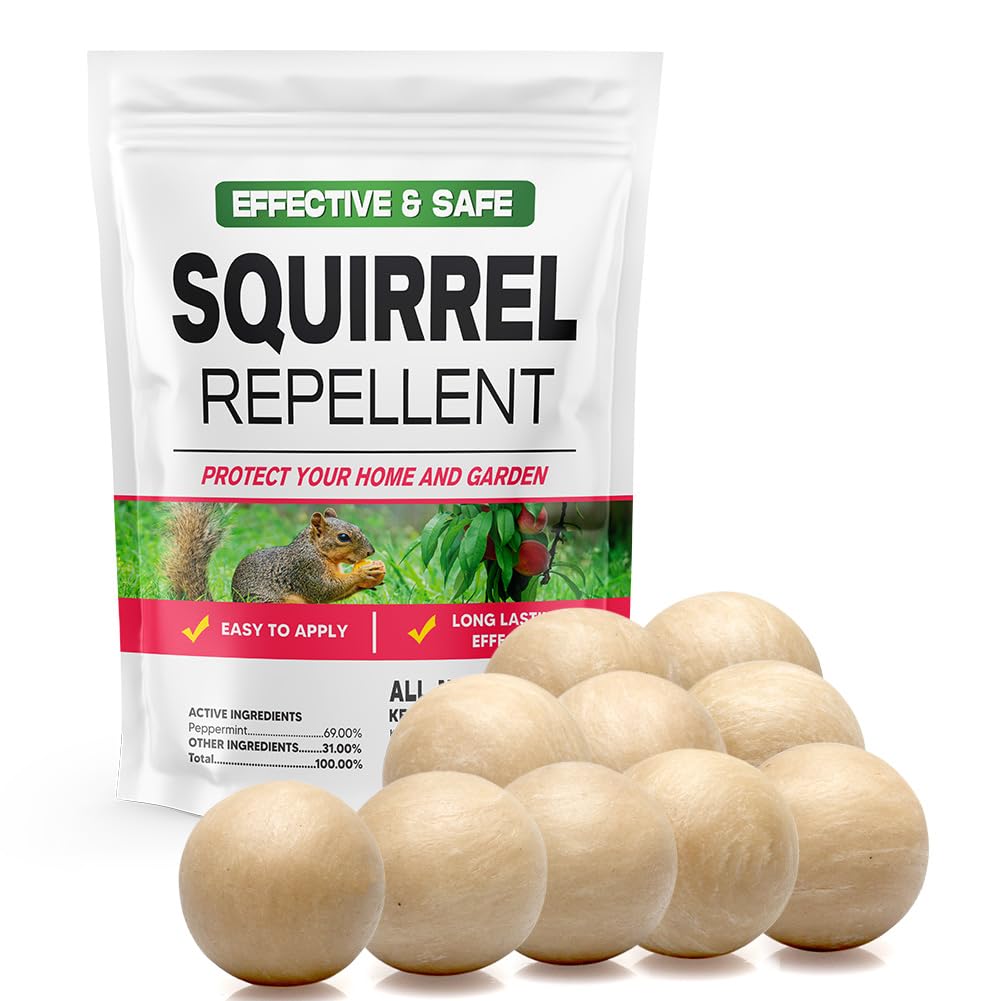 AUDQQM Squirrel Repellent balls for outdoor areas deter squirrels naturally.