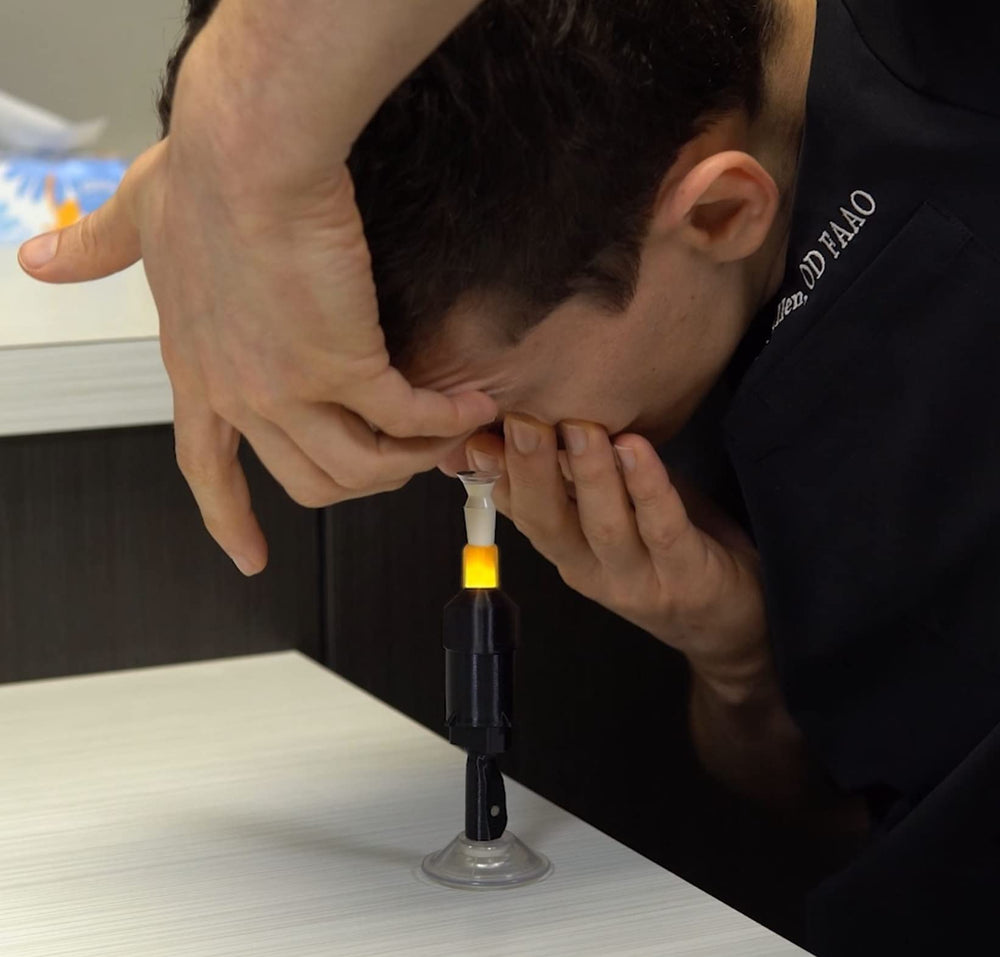 Augmented Vision Labs S5 Mini built-in LED target helps center the lens alignment.