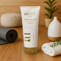 Aulief Gold massage-use scene showing rapid absorption