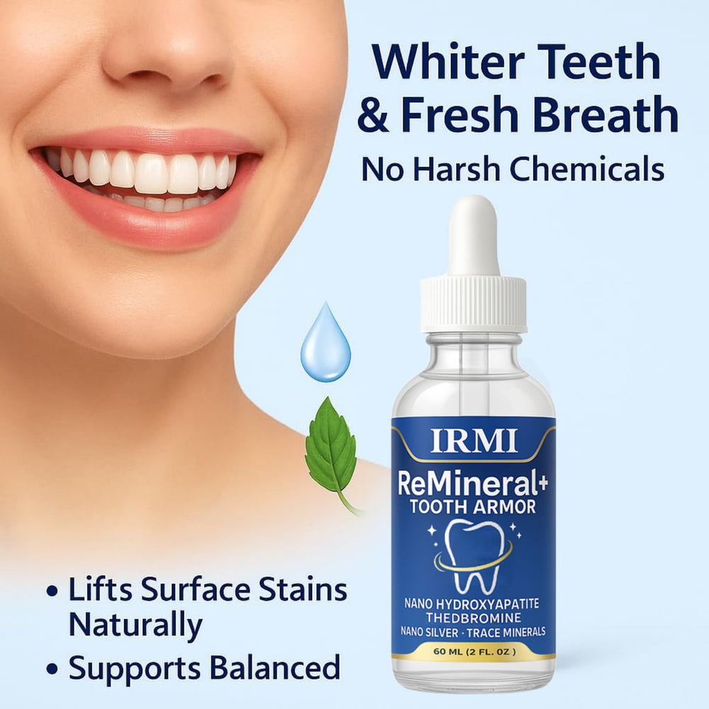 Aultink Irmi Remineral Tooth Armor enamel closeup showing mineral bonding potential.
