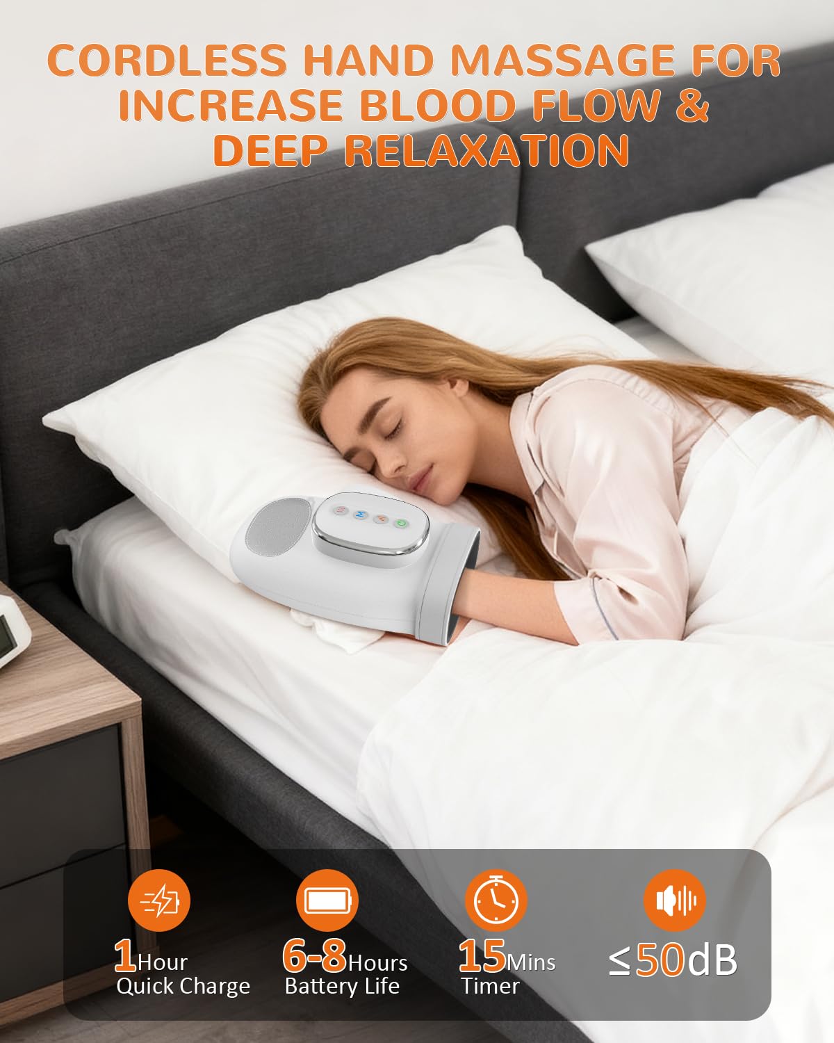 AUMNIE Hand Massager 2000mAh battery enables hours of cordless use.