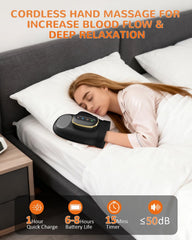 AUMNIE hand massager battery life supports extended cordless use for home or travel.