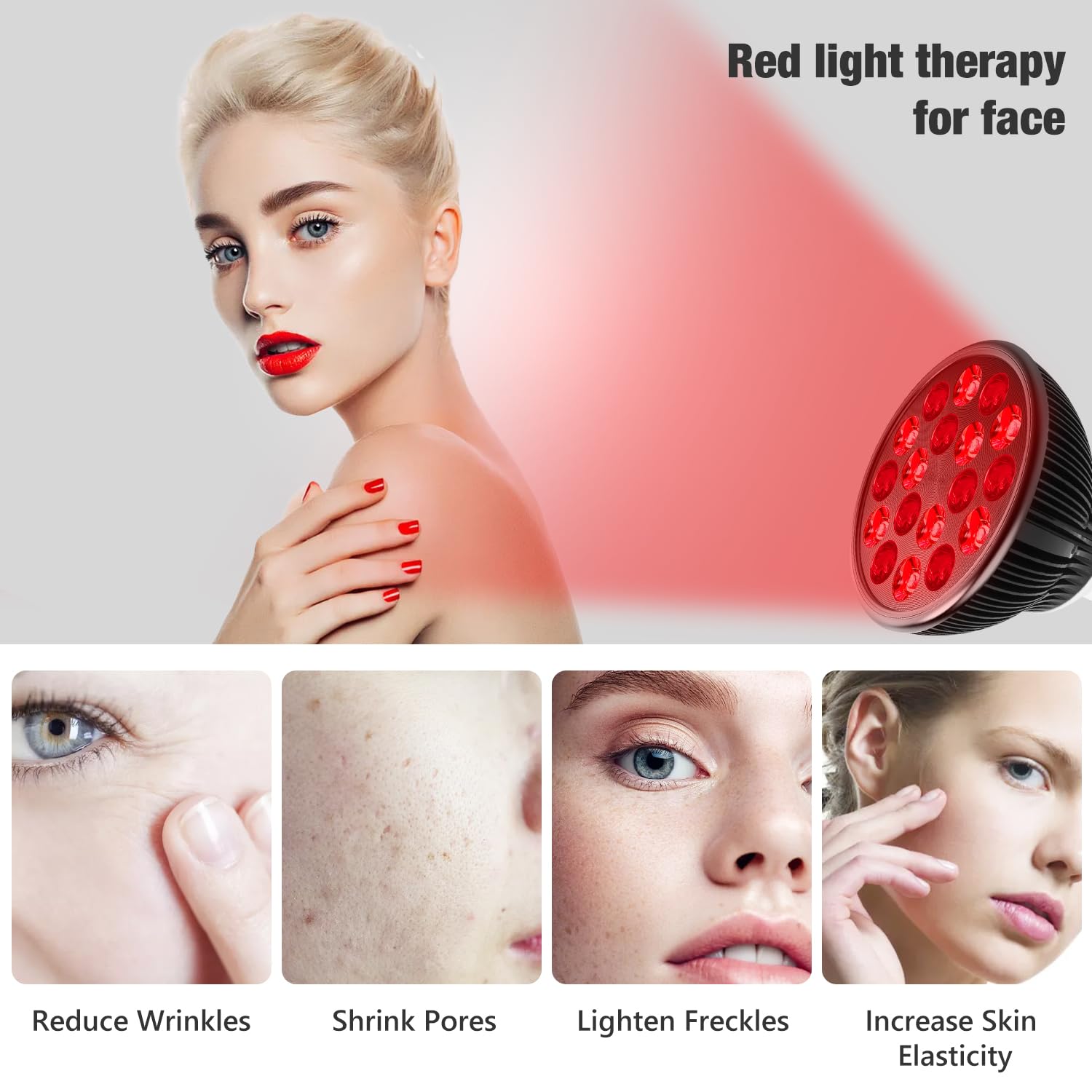 Aumtrly panel emitting 660nm red and 850nm near infrared light for skin routines.