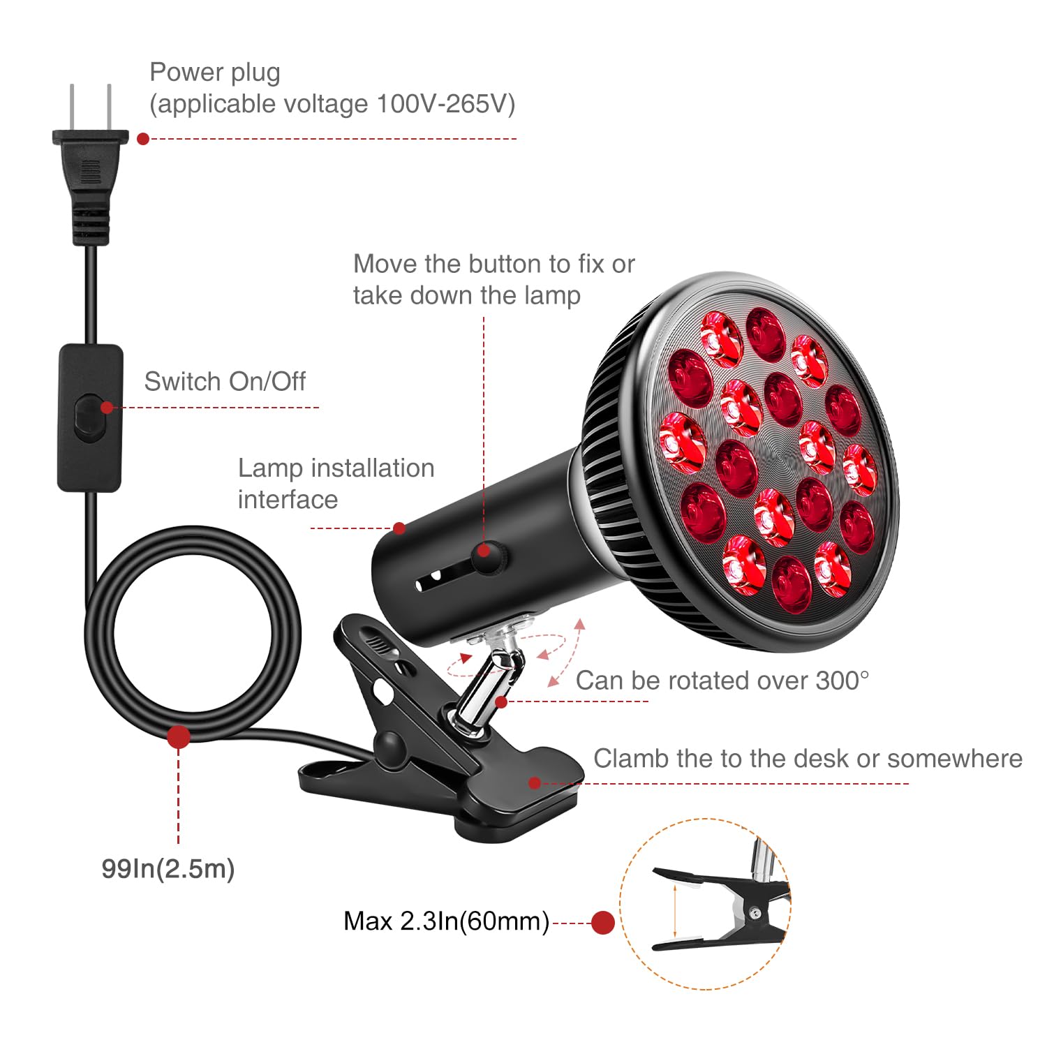 Aumtrly compact durable light therapy lamp on a shelf