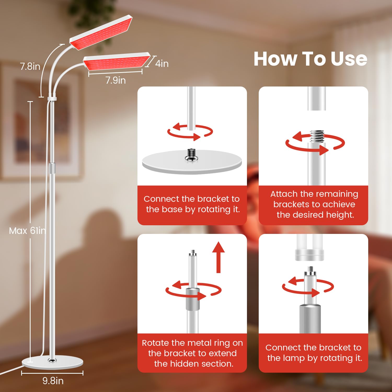 Aumtrly compact base keeps the lamp stable on any surface.