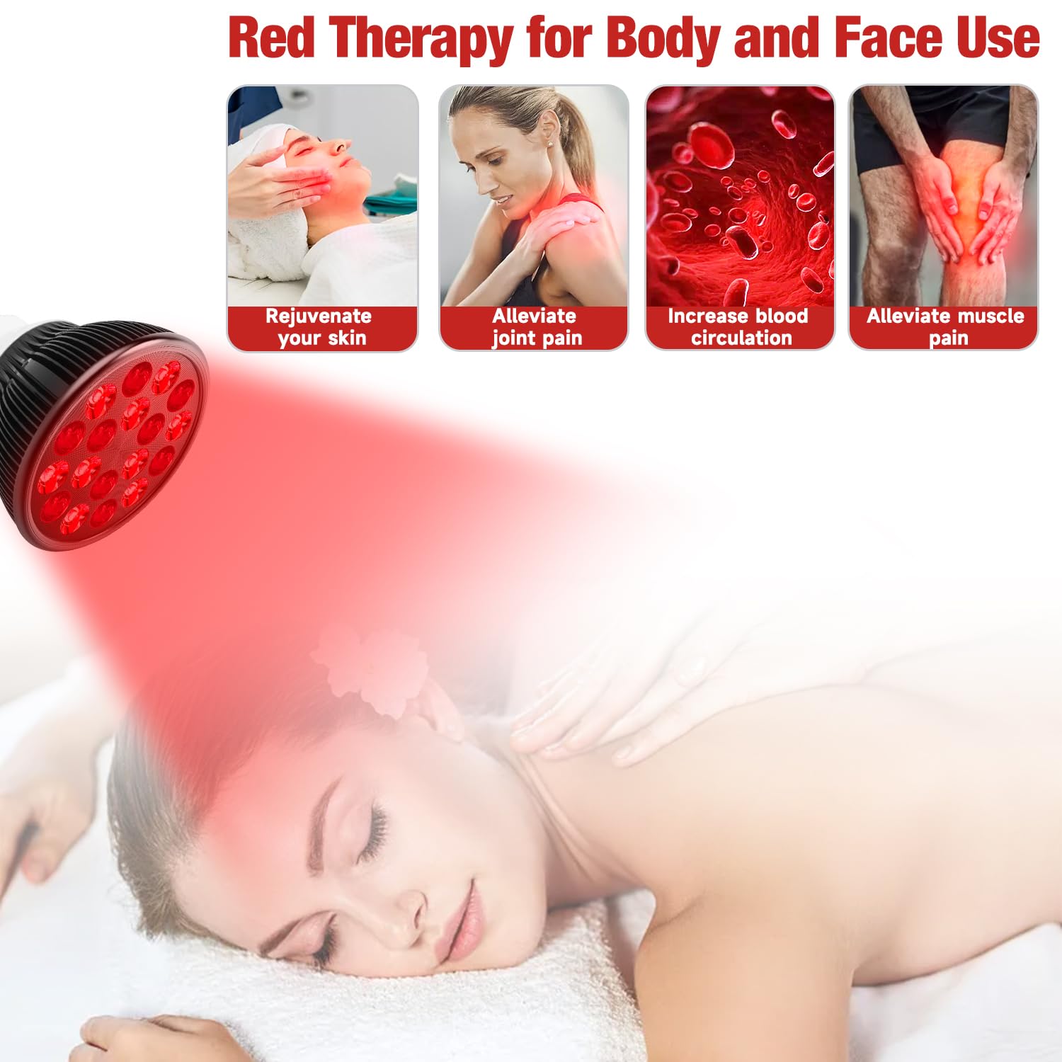 Aumtrly red light therapy bulb compatible with standard E26 socket.