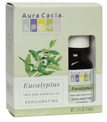 Aura Cacia Eucalyptus Oil 24-pack front view for bulk aromatherapy.