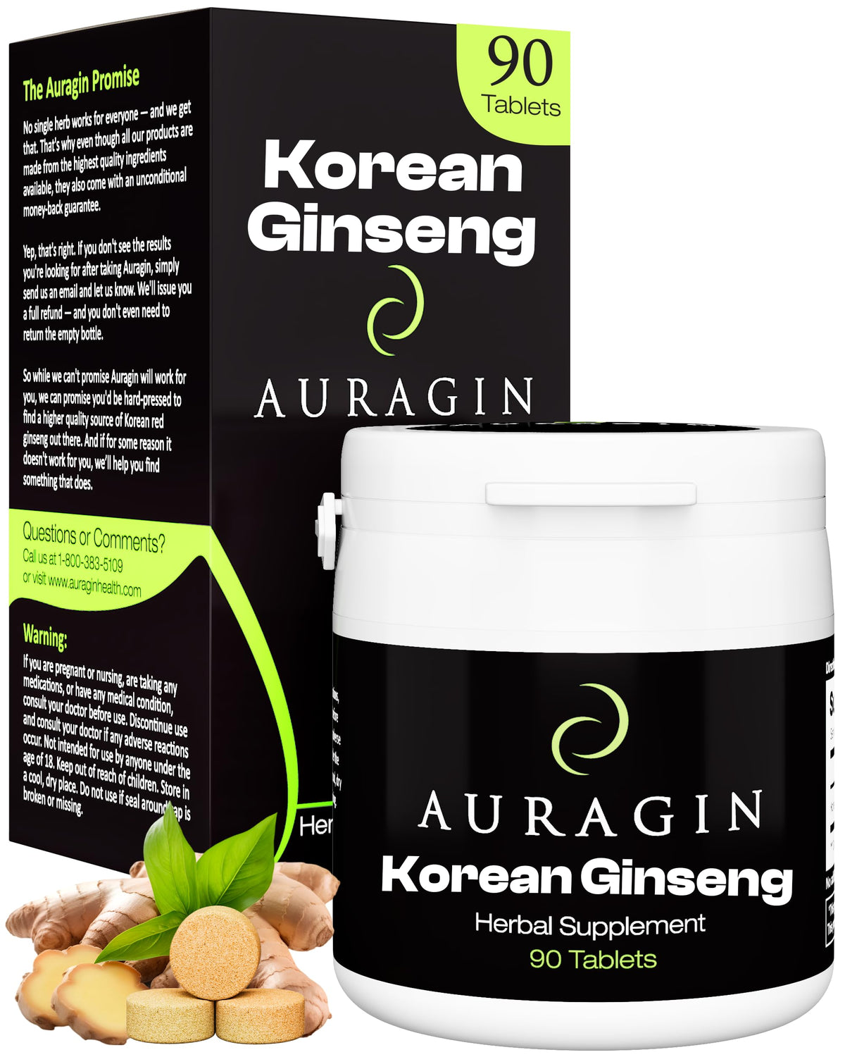 Auragin authentic Korean red ginseng bottle showing premium quality for daily use