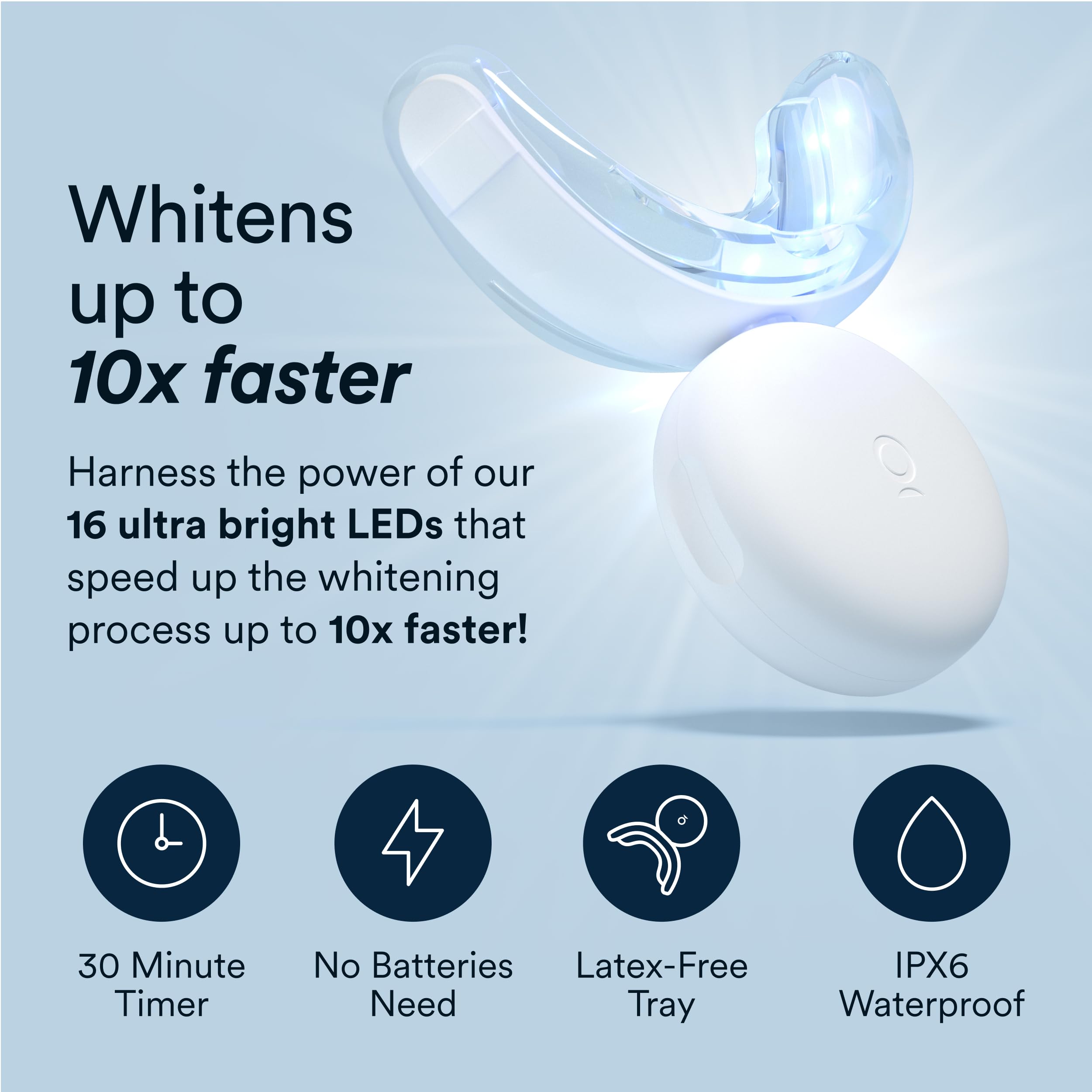AURAGLOW enamel-safe gel applied with the mouth tray at home.