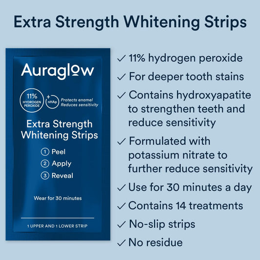 AuraGlow extra strength strips provide full lower-arch coverage for uniform results