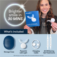AURAGLOW mouth tray prevents slipping and uneven whitening versus strips.