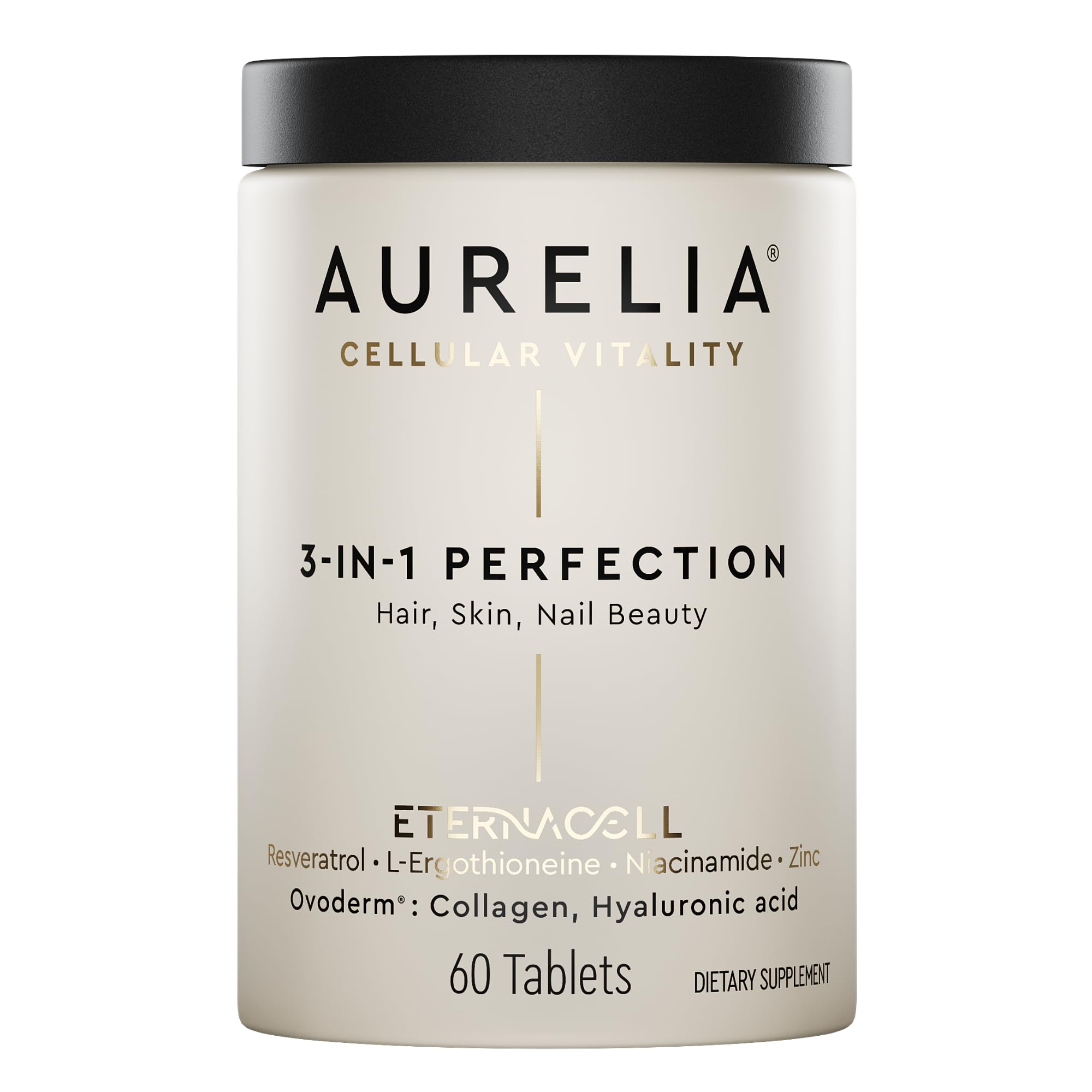 AURELIA 3-in-1 Perfection bottle front shows premium daily anti-aging support.