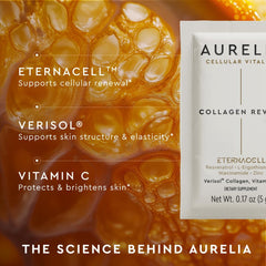 Ingredient panel on Aurelia Collagen Revive highlighting niacinamide and ergothioneine.