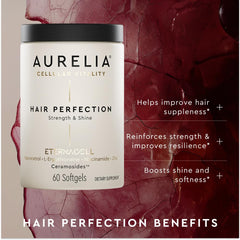 AURELIA Hair Perfection packaging box, highlighting premium formula for thicker-looking hair.