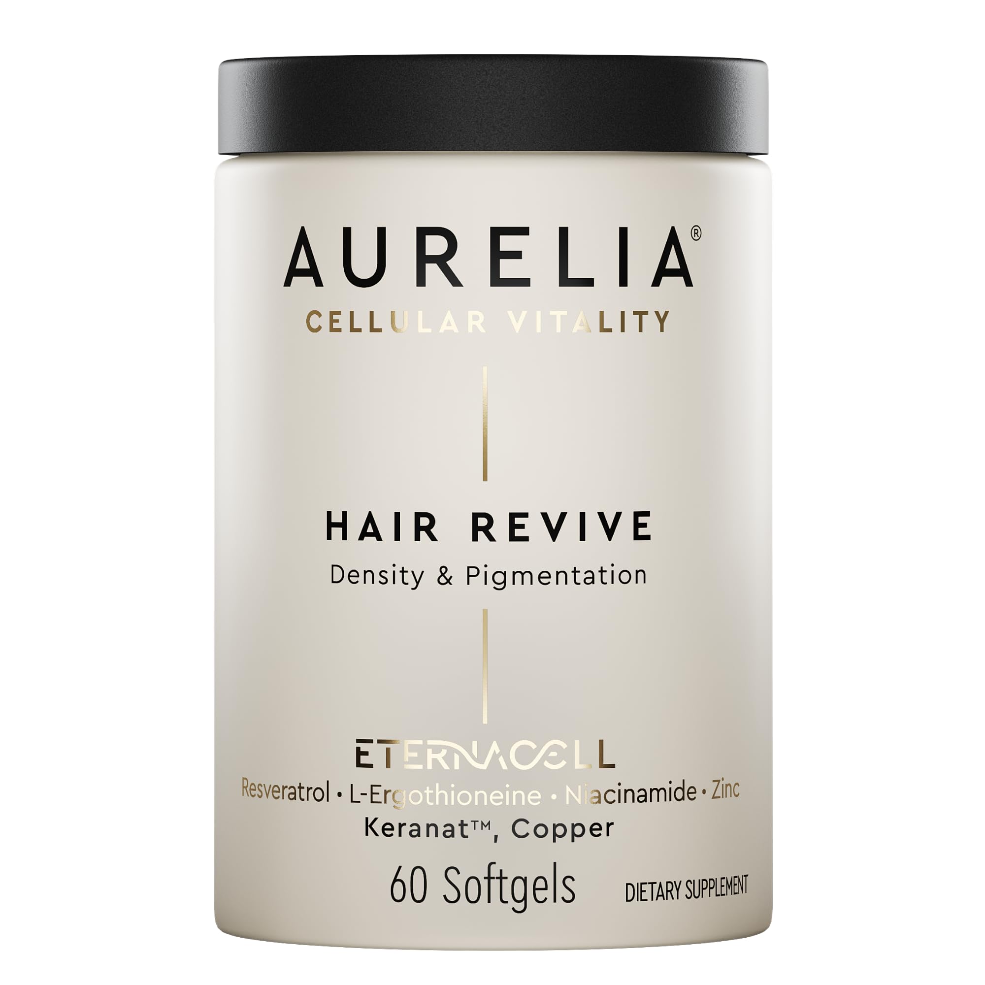 AURELIA Hair Revive bottle on a clean vanity for daily hair support.