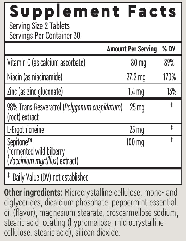 Detail of AURELIA Skin Perfection label highlighting zinc and vitamin C