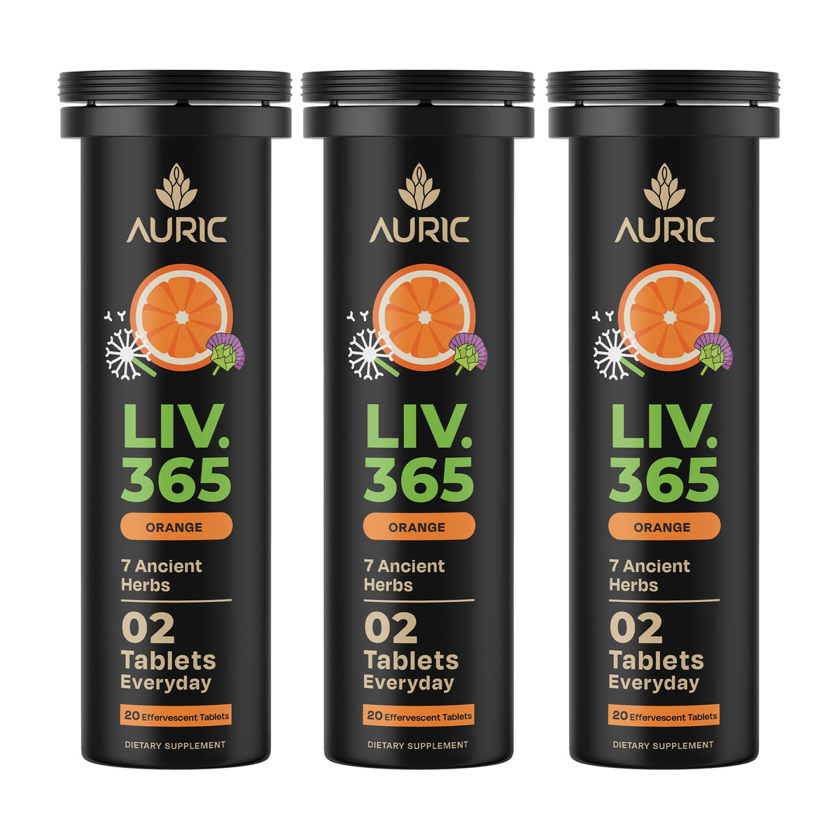 Auric Herbal Liver Support bottle front view for daily detox and liver health.