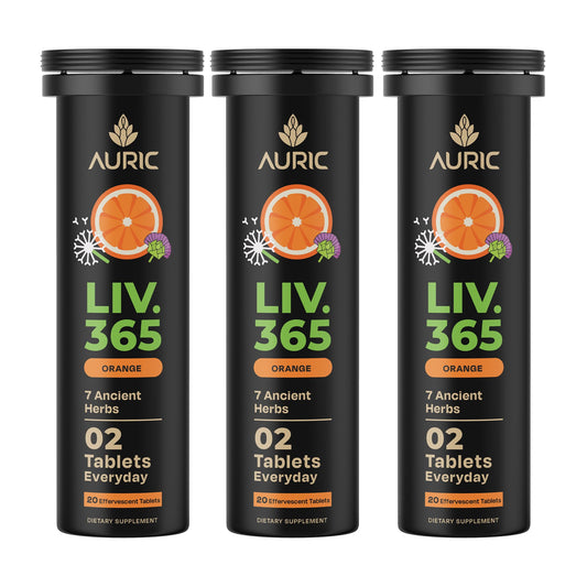 Auric Herbal Liver Support bottle front view for daily detox and liver health.