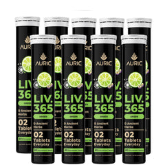 Auric Liv 365 liver detox bottle front showing a tidy packaging for daily herbal support