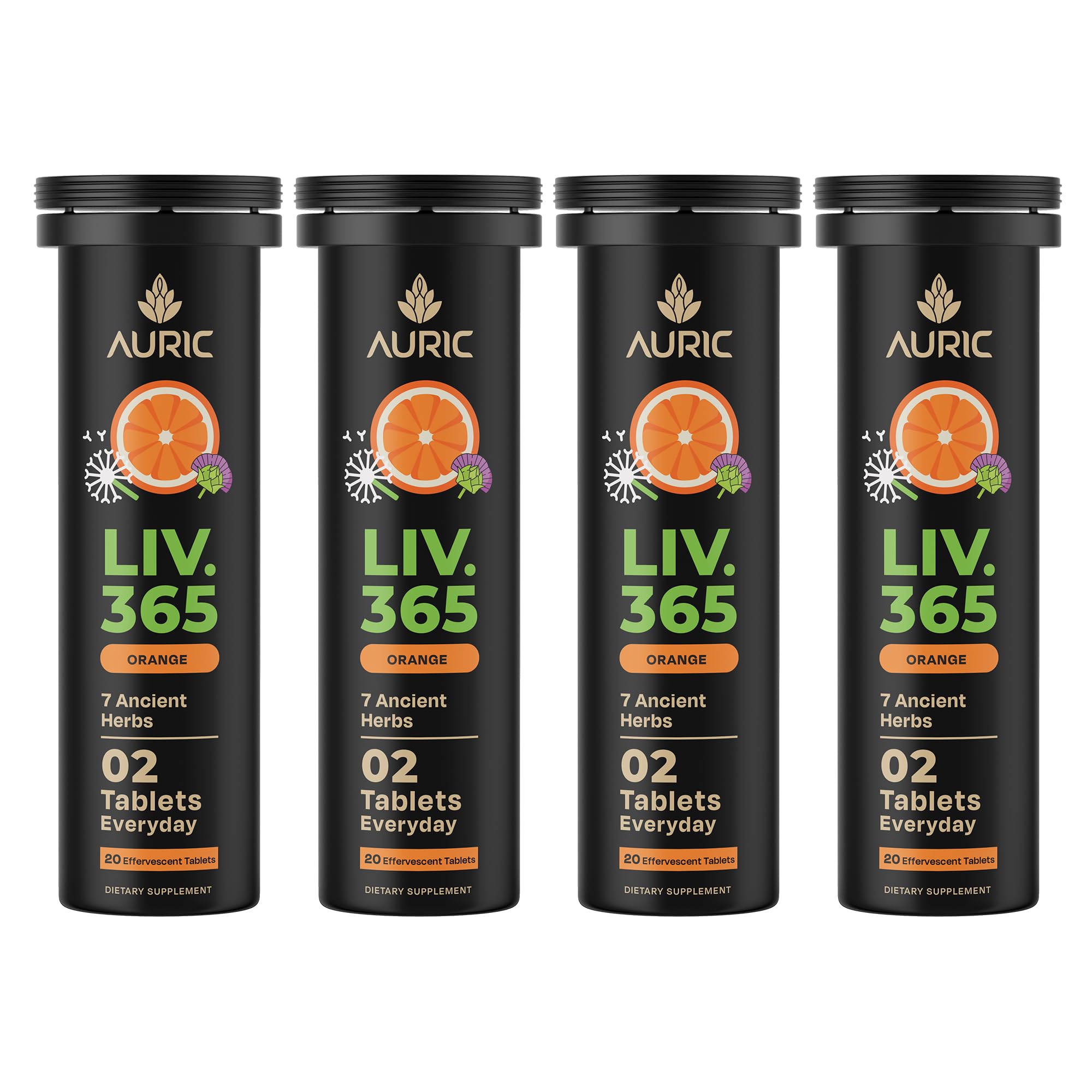 Auric liver-support tablets bottle, highlighting a plant-based detox option.