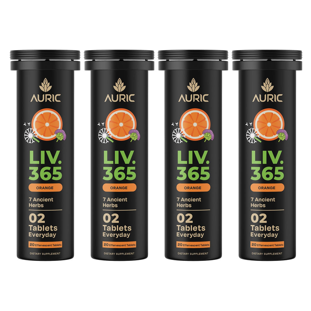 Auric liver-support tablets bottle, highlighting a plant-based detox option.