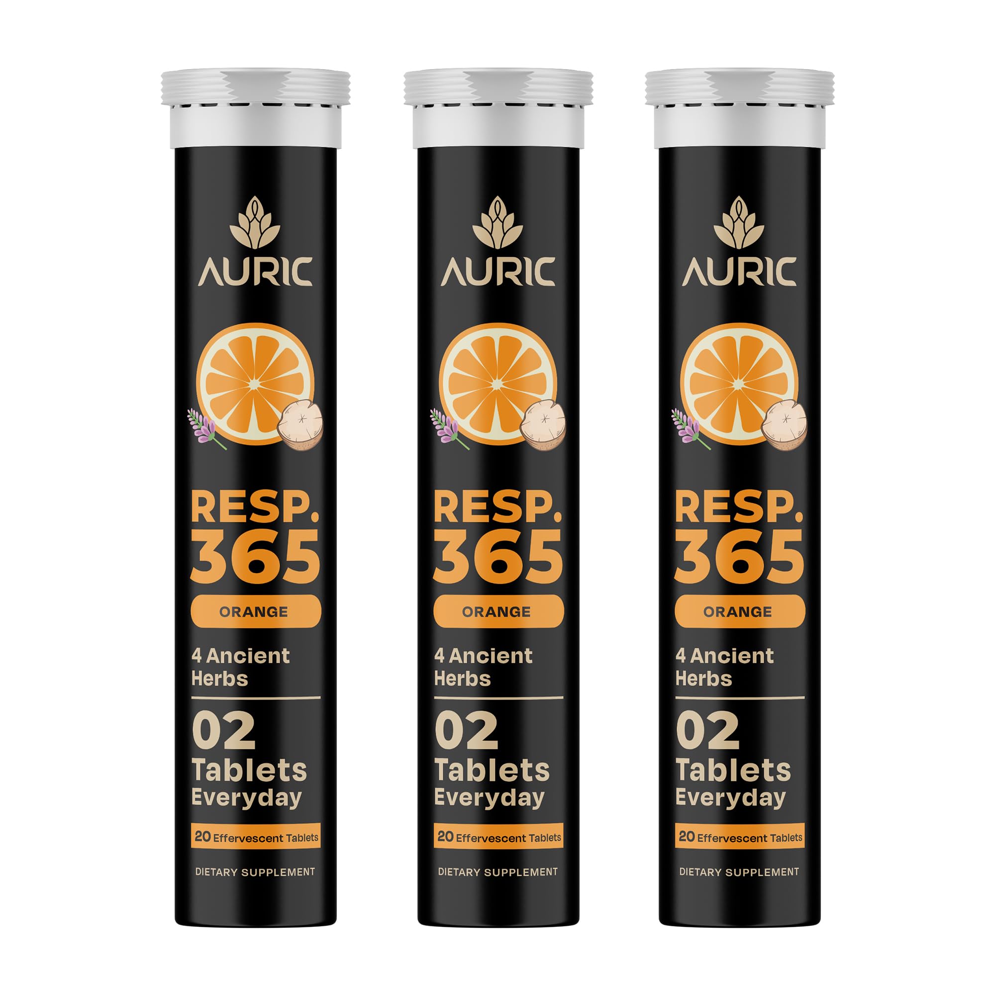 Auric Resp 365 bottle on shelf for daily respiratory wellness inspiration.