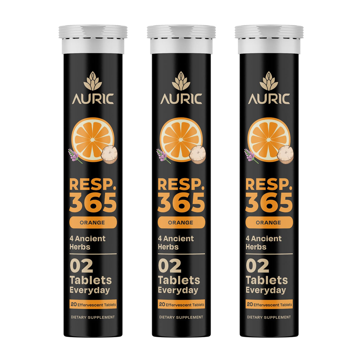 Auric Resp 365 bottle on shelf for daily respiratory wellness inspiration.
