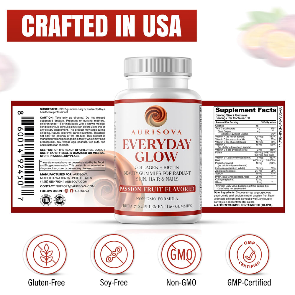 Aurisova Everyday Glow gummies on hand for daily use