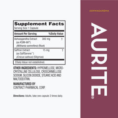 Aurite saffron-ashwagandha capsules for easy daily use.