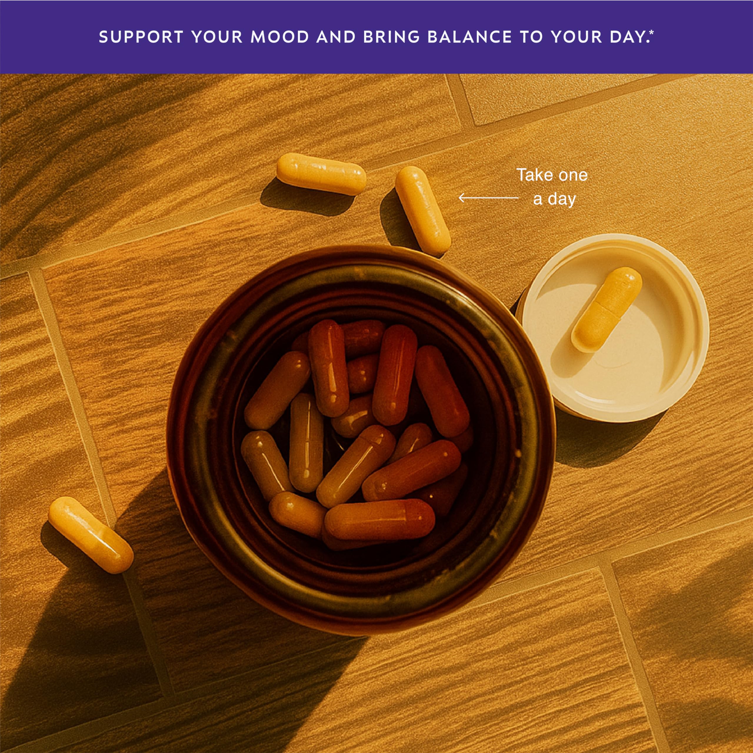 Aurite Saffron bottle on desk with a calm, focused daily routine vibe