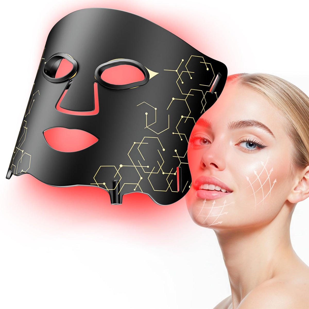 Aurphany E106A mask front view for at-home red and infrared light therapy.