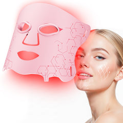 Aurphany LED mask closeup shows soft silicone fit for comfortable home use.