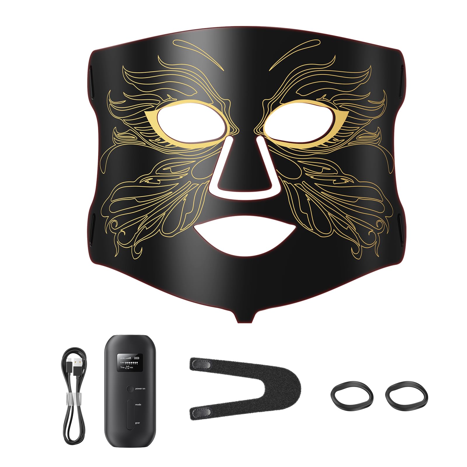 Aurphany LED mask with 324 LEDs for full-face and neck light therapy.