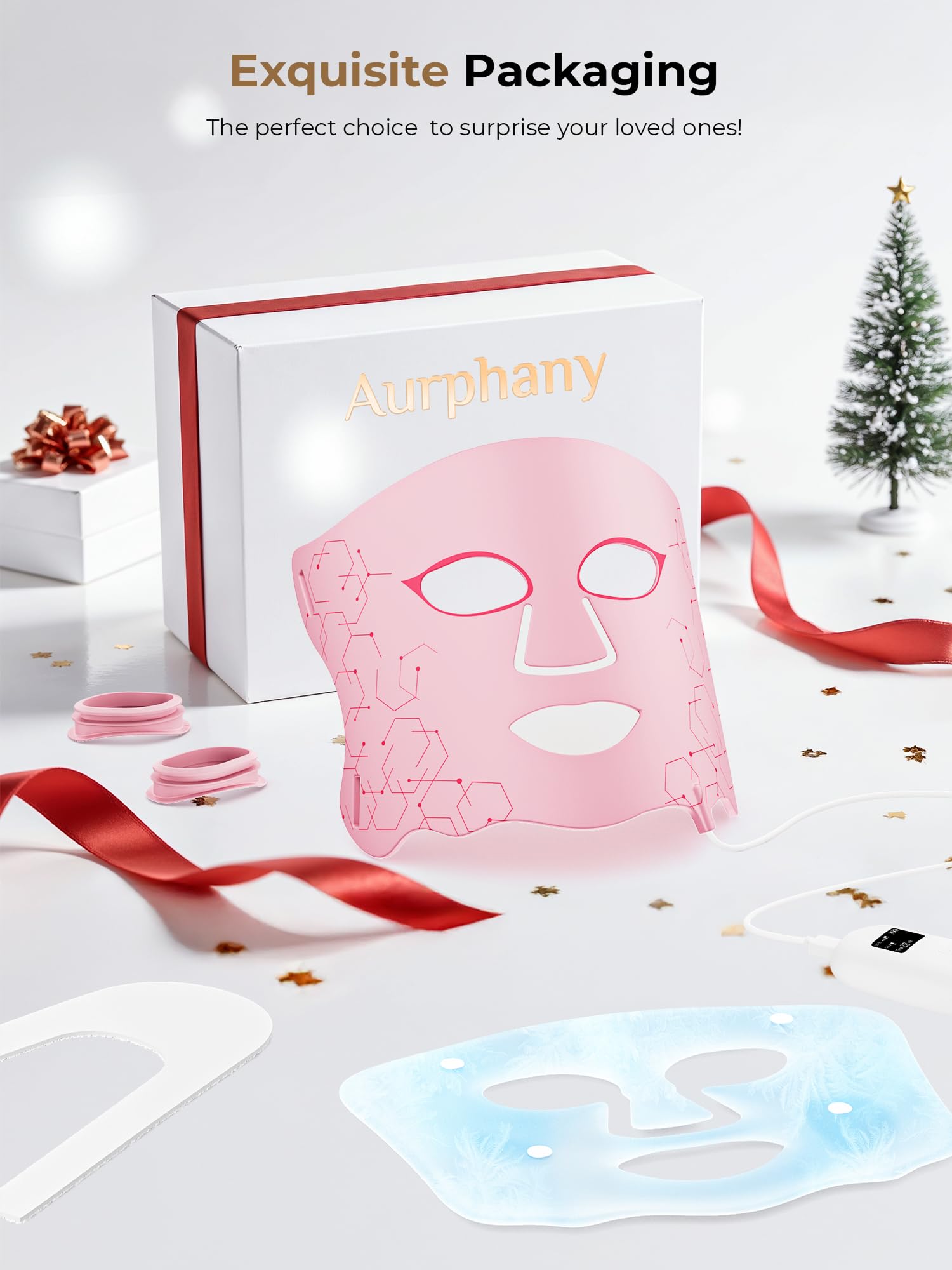 Aurphany LED mask pink color option adds stylish aesthetic for home use.