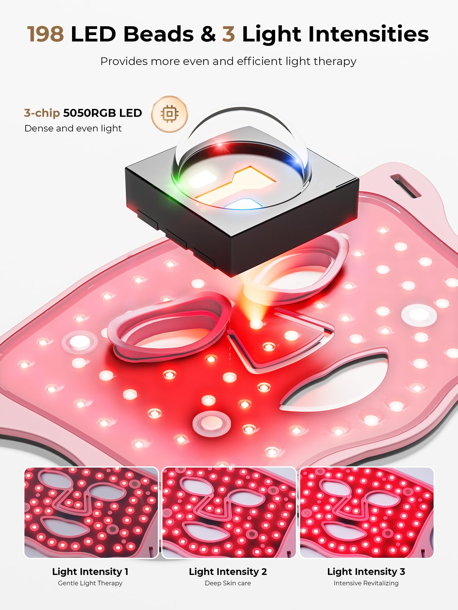 Aurphany LED mask silicone shell contours to the face for a secure fit.