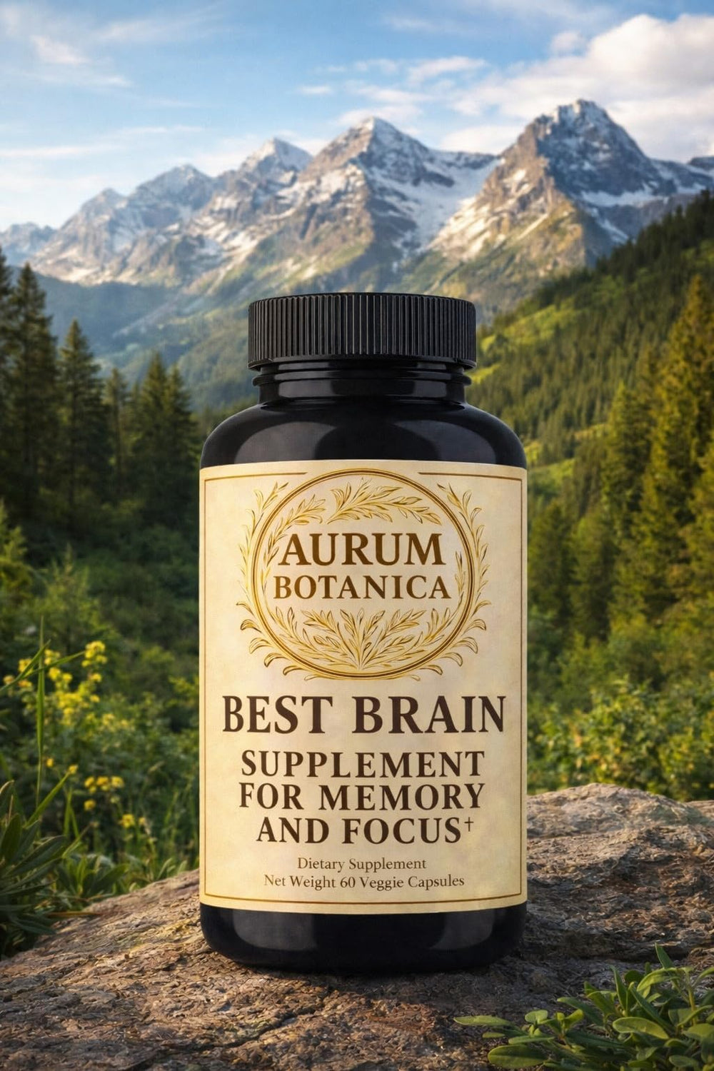 AURUM BOTANICA Bacopa Monnieri capsules support memory processing.