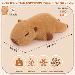 Auspicious Beginning Capybara plush provides moist heat for soothing relaxation.