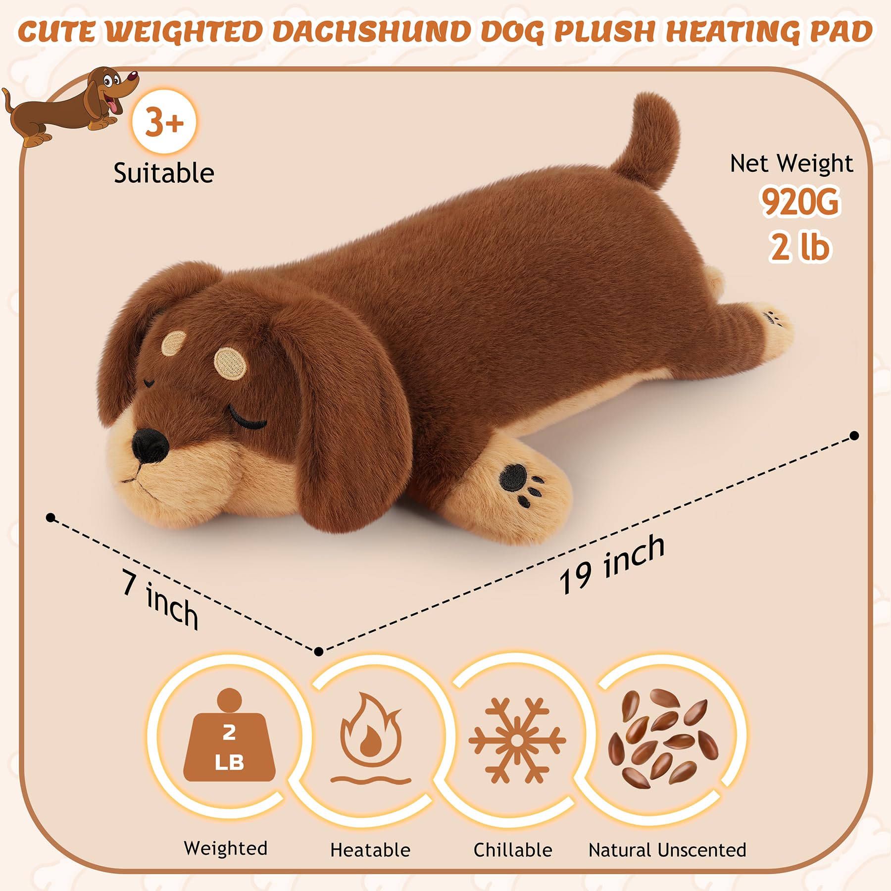 Auspicious Beginning dachshund heating pad microwave-ready for quick warm-up