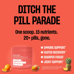 Close-up of smooth Aussie Marching Powder texture for easy mixing.