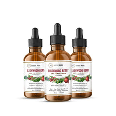 Aussie Pure Blushwood Berry tincture bottle with label, supporting daily wellness.