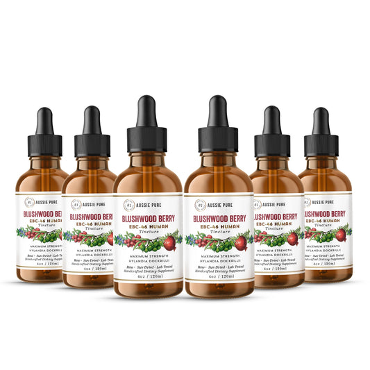 Aussie Pure Blushwood Berry EBC-46 bottle front view for quick recognition and trust