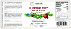 Aussie Pure Blushwood Berry EBC-46 label close-up highlighting natural extract details