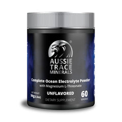 Aussie Trace Minerals bottle with magnesium hydration powder for sugar-free hydration support