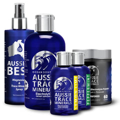 Aussie Trace Minerals glass with prepared drink demonstrating sugar-free electrolyte hydration