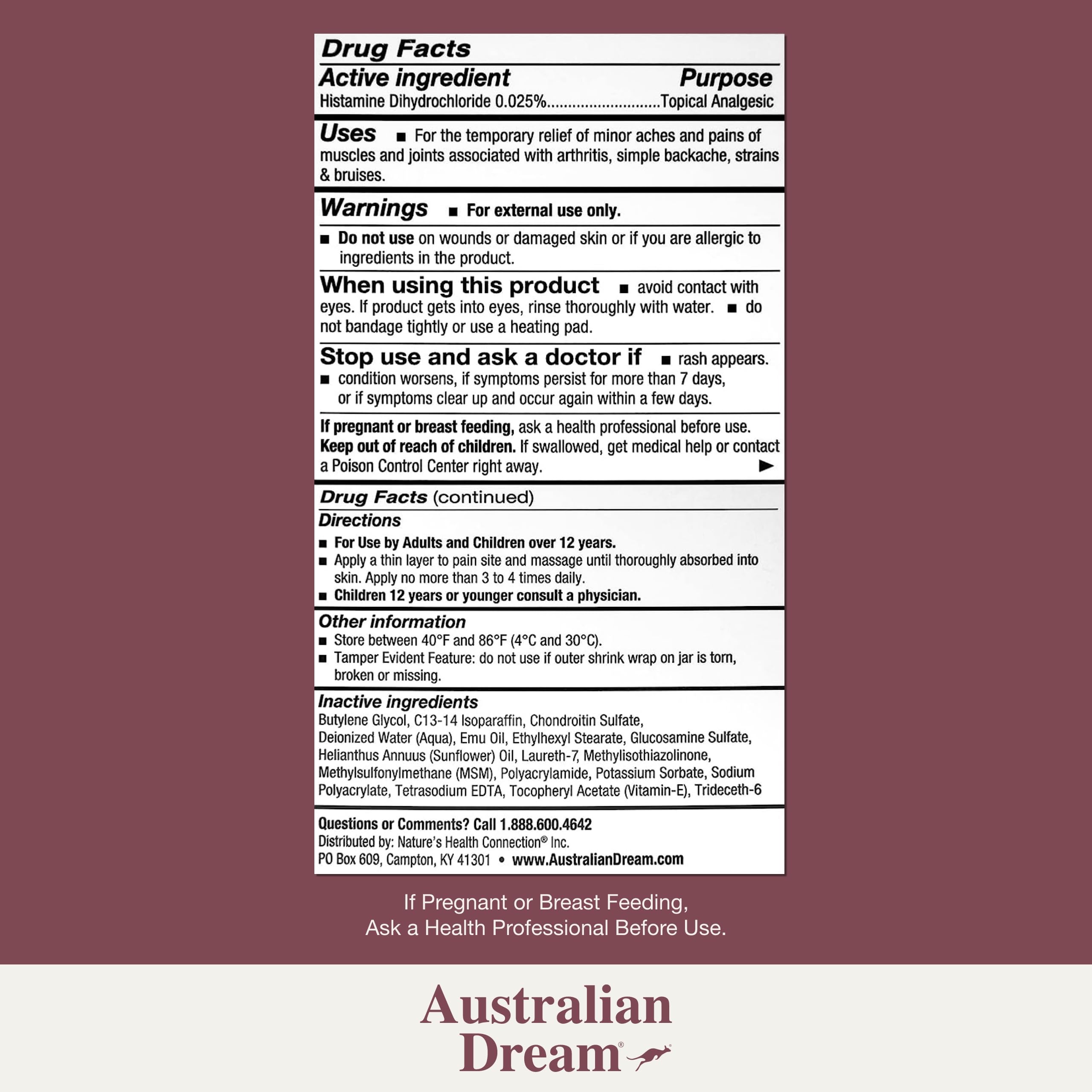 Australian Dream arthritis pain relief cream being applied to the knee for soothing relief.