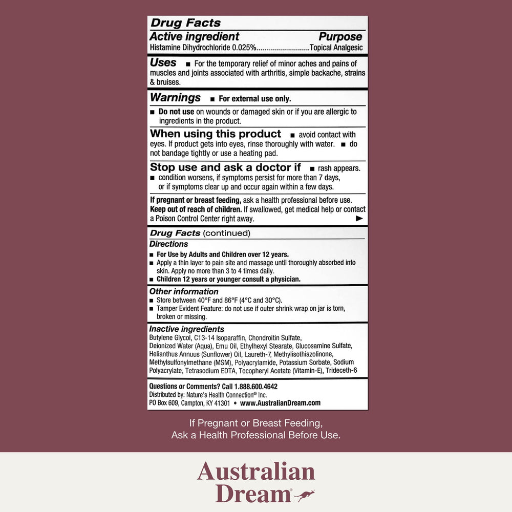 Australian Dream arthritis pain relief cream being applied to the knee for soothing relief.