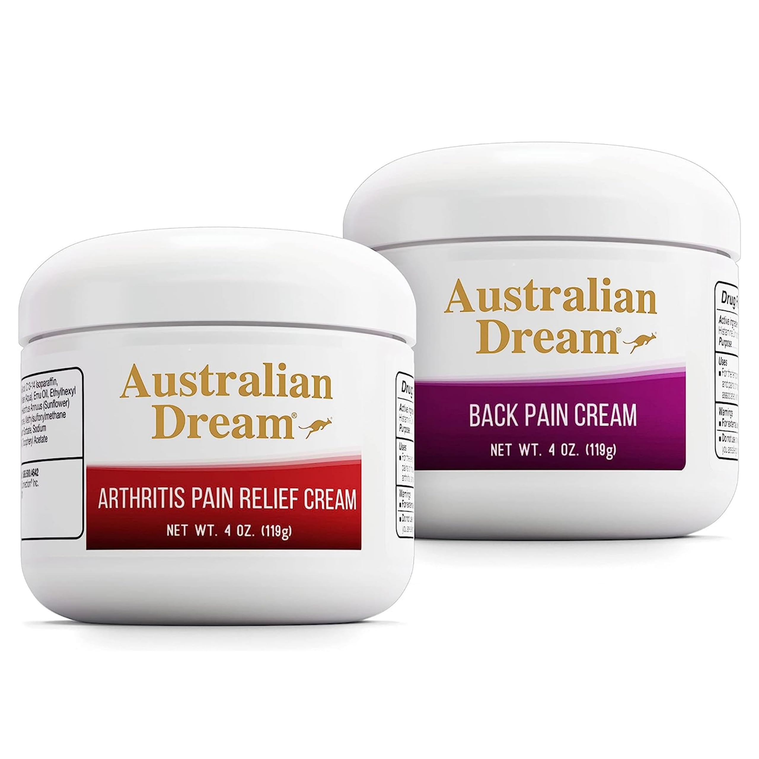 Australian Dream arthritis pain relief cream bottle shows fast-absorbing formula.